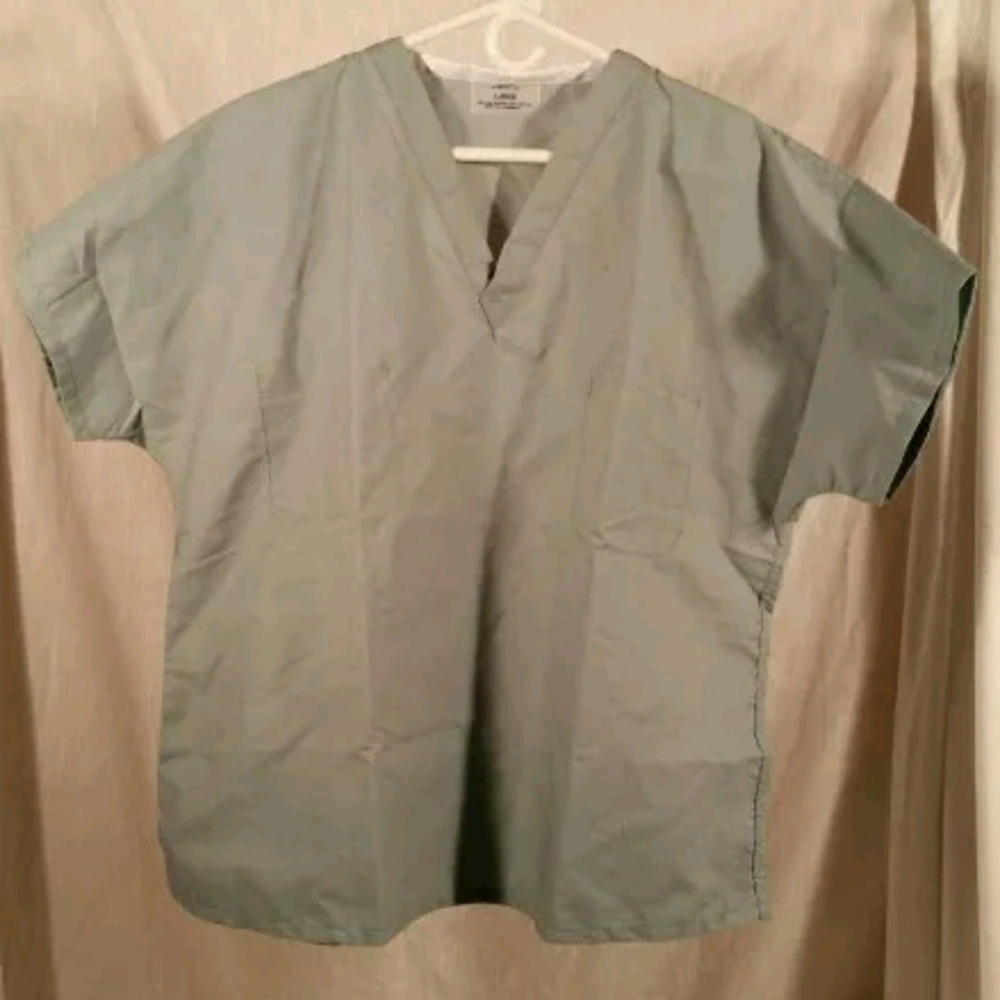 3 Uniform SCRUB tops GRAY w/ white sz LG